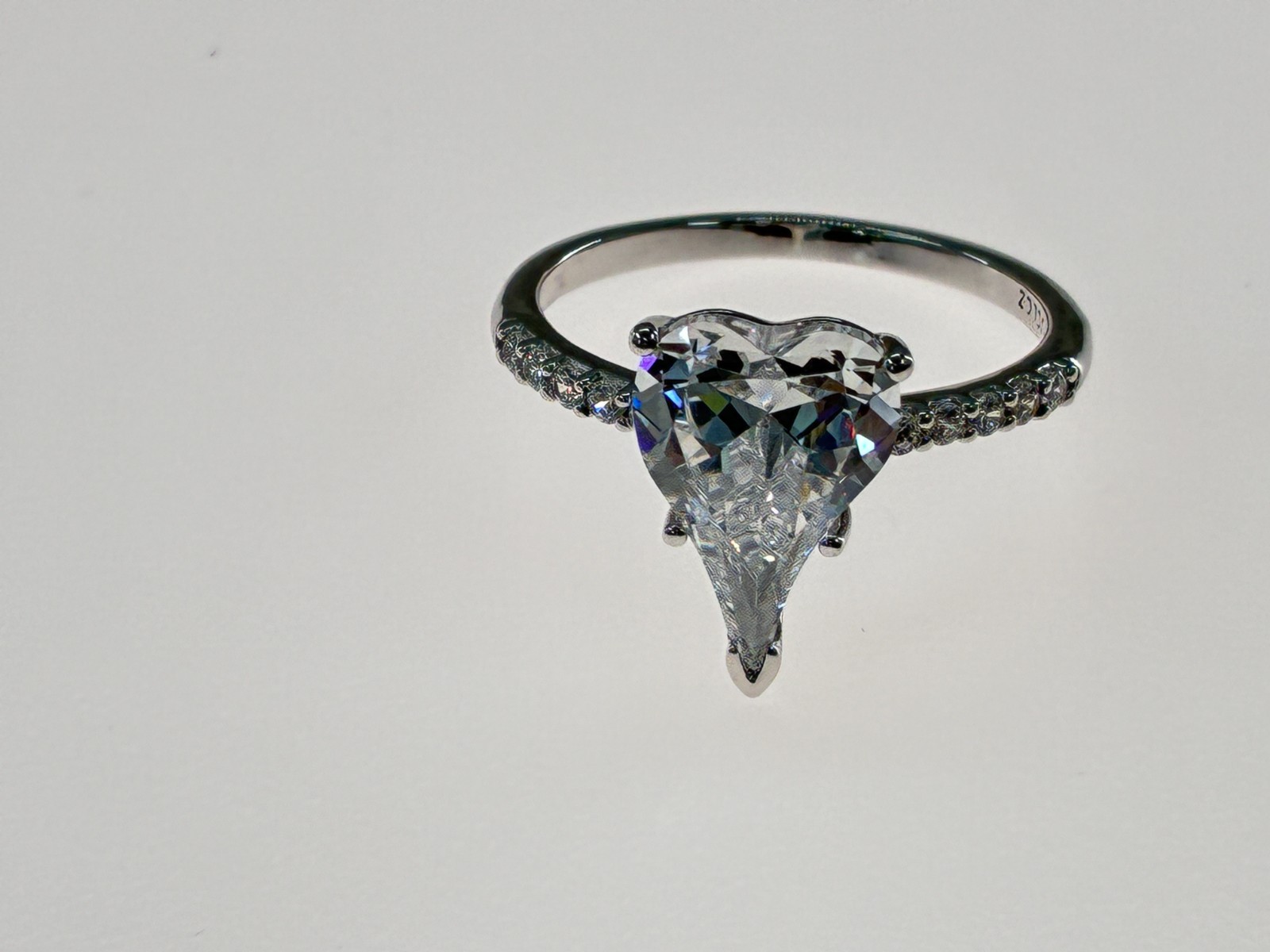 Diamonique Jennifer Miller Heart Ring Pave Stones Sterling Silver Ring Sz 7