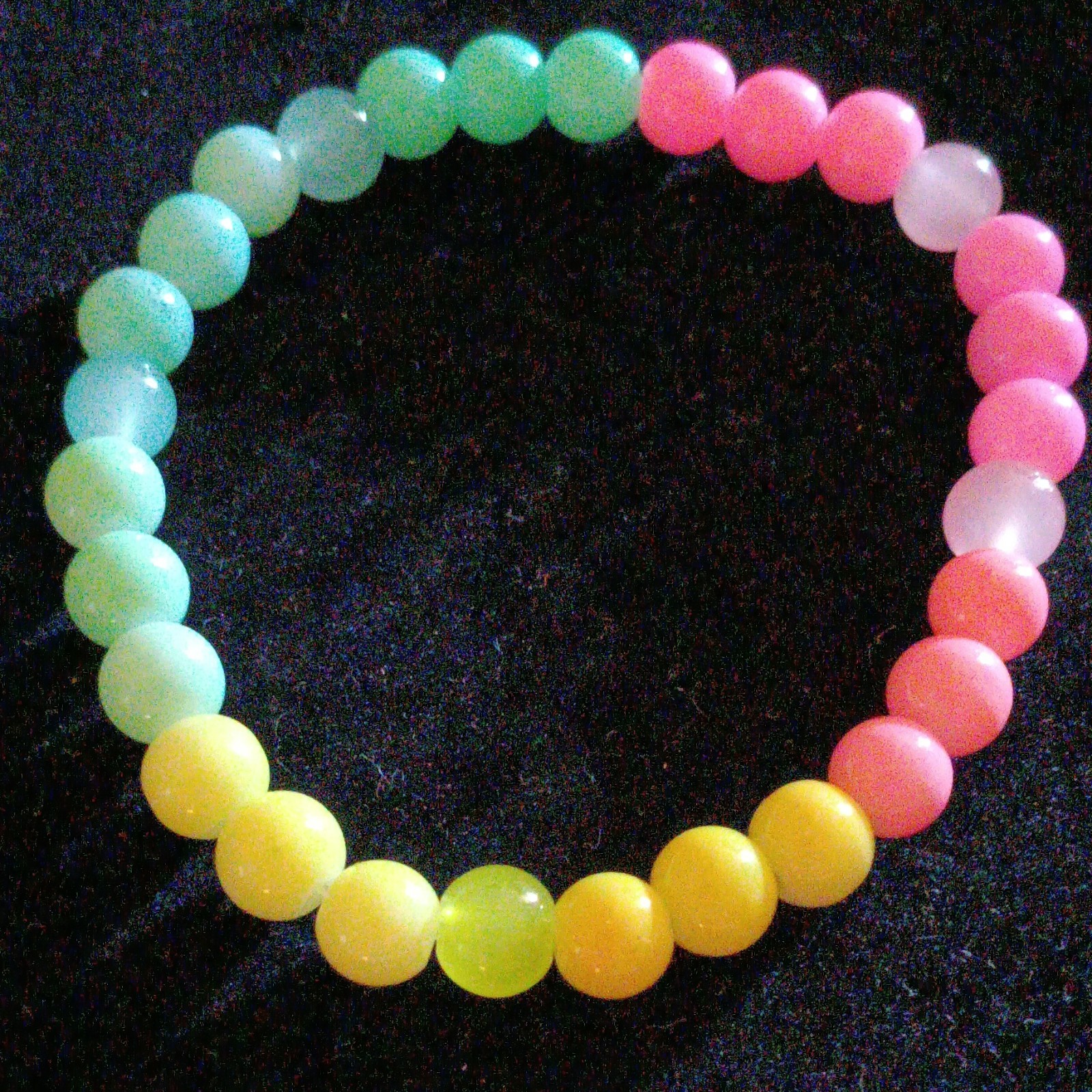 Set of 10 Multicolor Glass & Acrylic Bead Stretch Slip-On Stackable Bracelets