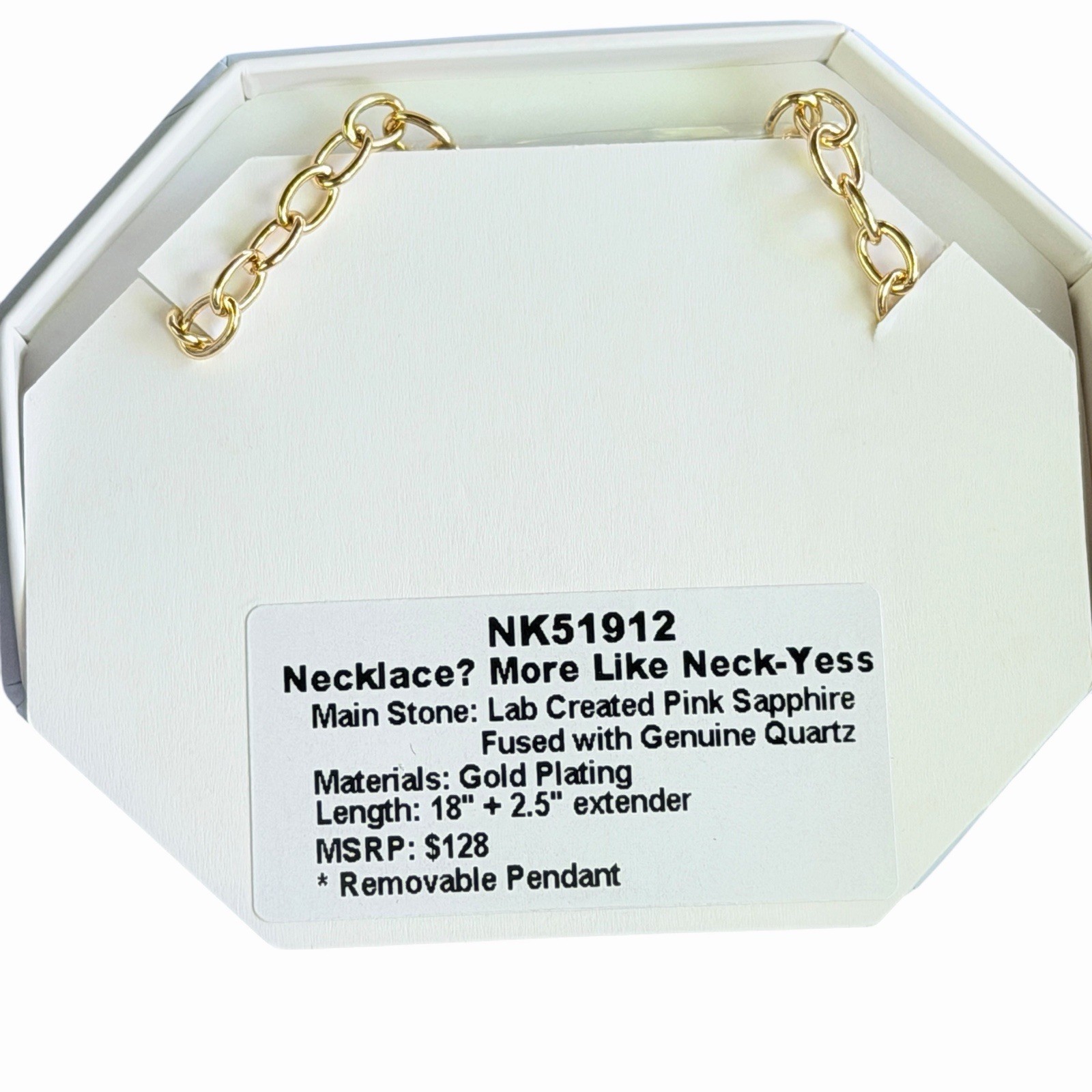 Bomb Party “Necklace? More Like Neck-Yes” Pink Sapphire +Quartz on Yellow Gold