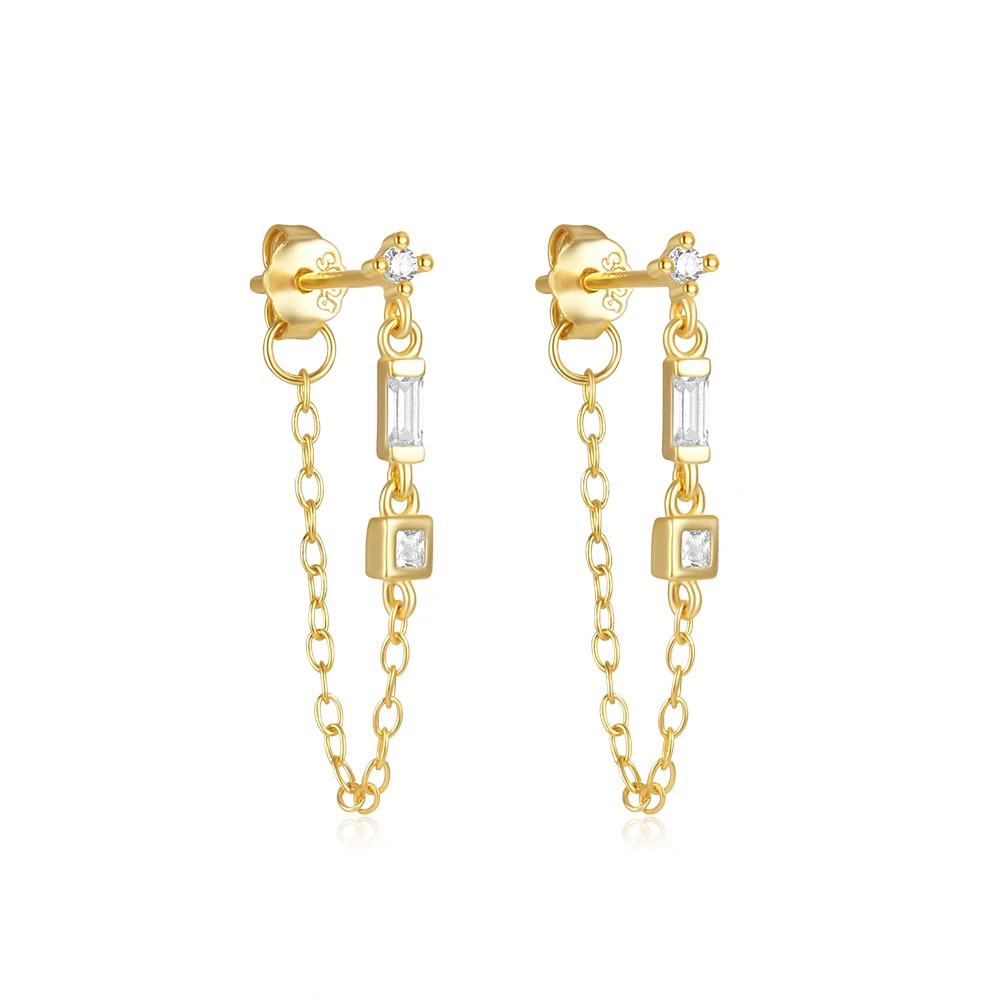 1 Pair 925 Sterling Silver Long Tassel Drop Earrings Women Waterdrop Jewelry