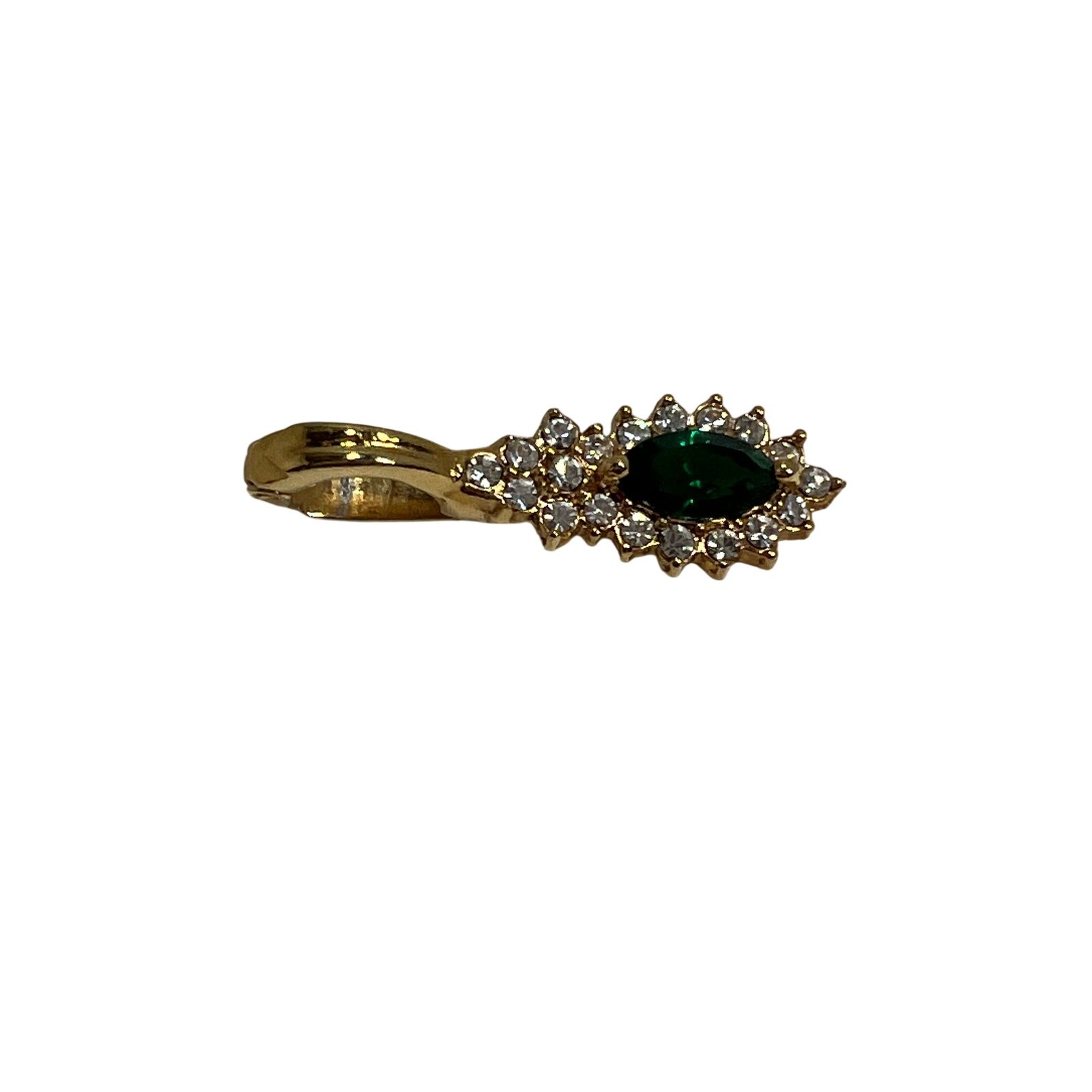 ROMAN Gold Tone Green Crystal Rhinestone Pendant Enhancer Clip Jewelry