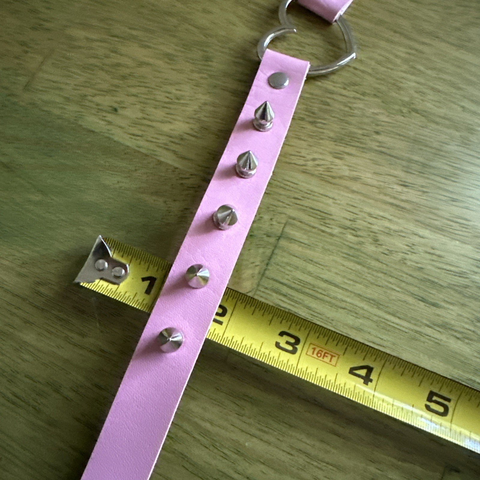 Gothic Stud PU Leather Choker Pink Love Heart Necklace Adjustable Women Collar