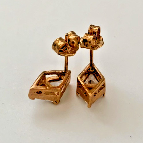 3.0ct Rhombus Cubic Zirconia Stud Earrings in Sterling Silver with Accent Bars