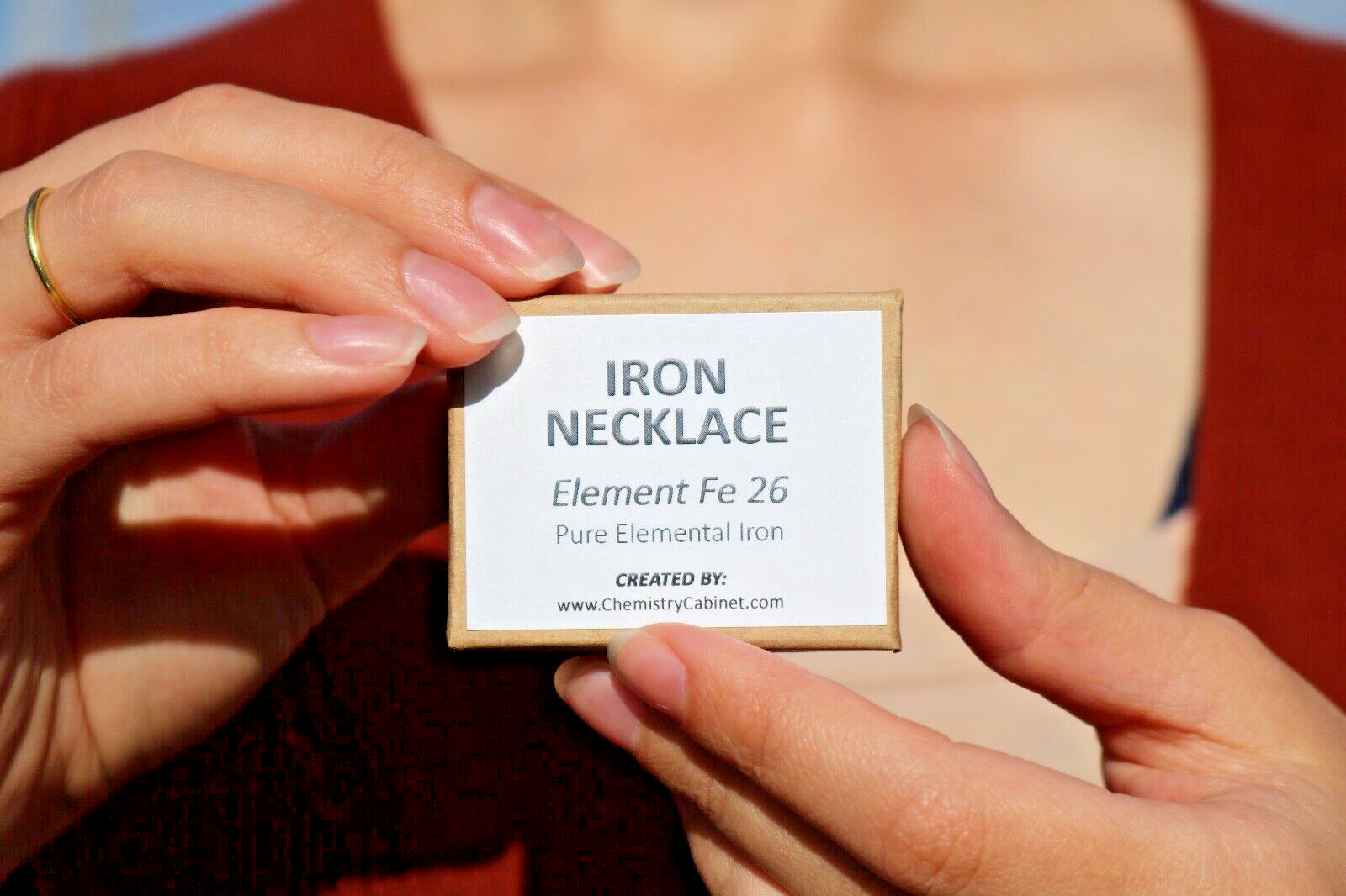 Iron Metal Necklace Element 26 Fe Science Jewelry, Chemistry Fashion