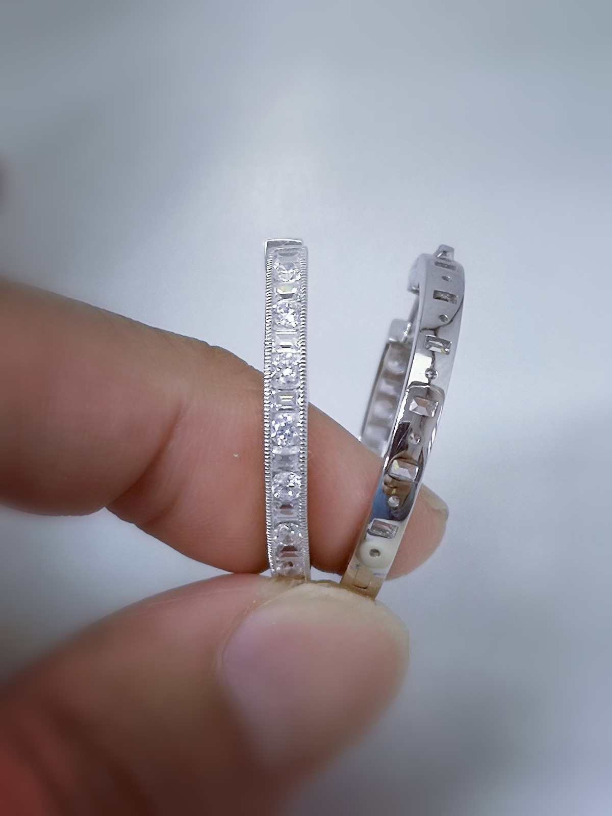2.62 Ct Round Cut Simulated Diamond Wedding Hoop Earrings 14k White Gold Plated