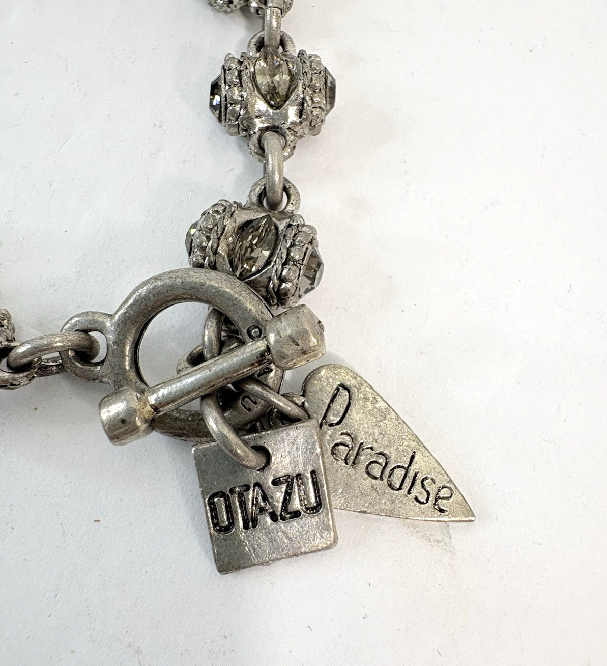 Otazu Barrel Bracelet Silver Tone Swarovski Crystals 7.5″ Toggle Closure EU Made