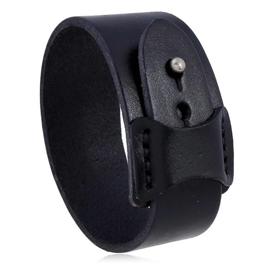 Men Women Vintage Wide Genuine Leather Wristband Bangle / Leather Bracelet 7.5-8