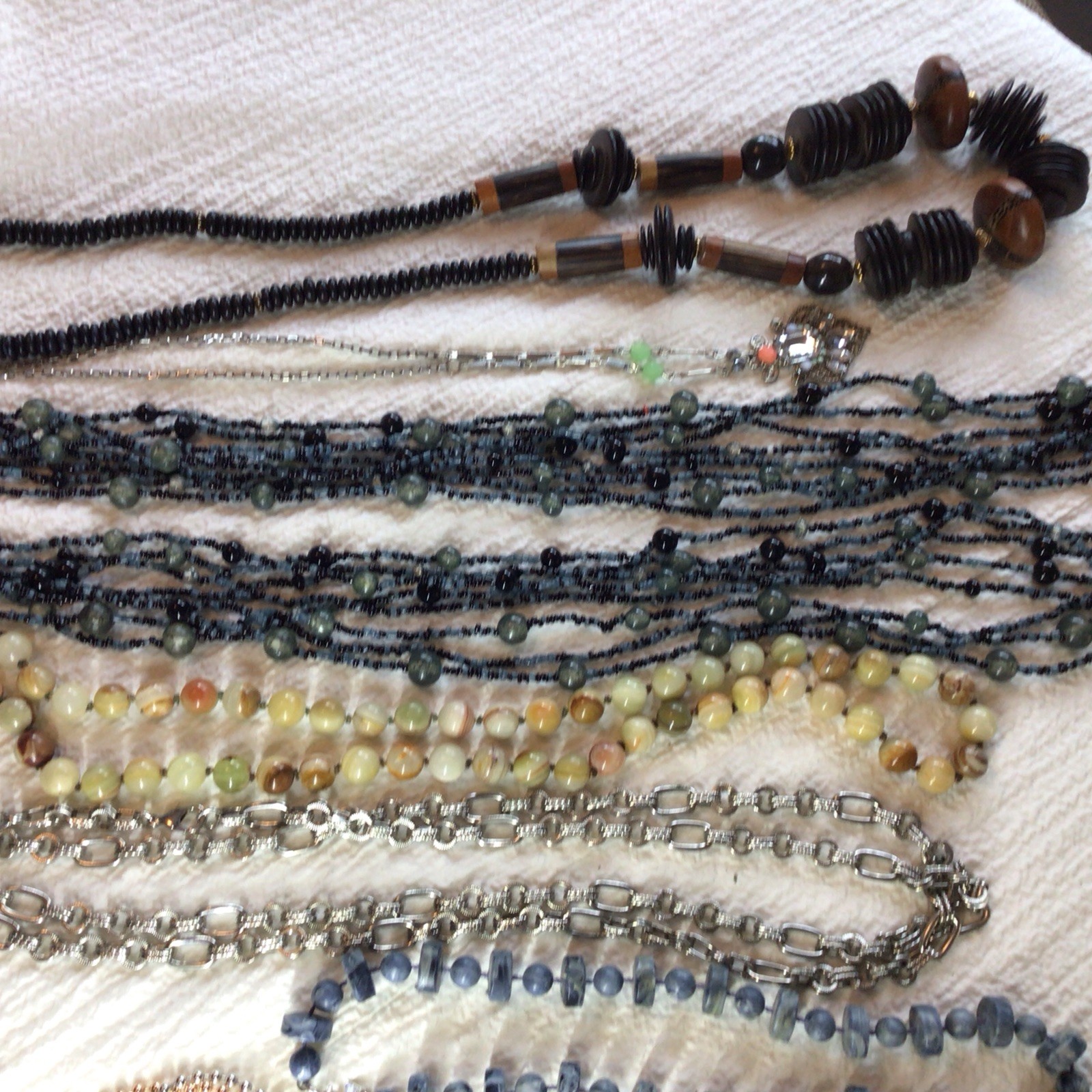 Lot Of 7 Costume Necklaces, I Pr Earrings, 1 Agate Necklace
