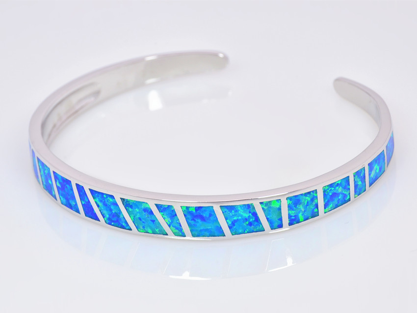 Kivony Fashion Fine Blue Fire Opal Bangles 925 Sterling Sliver Jewelry For Women