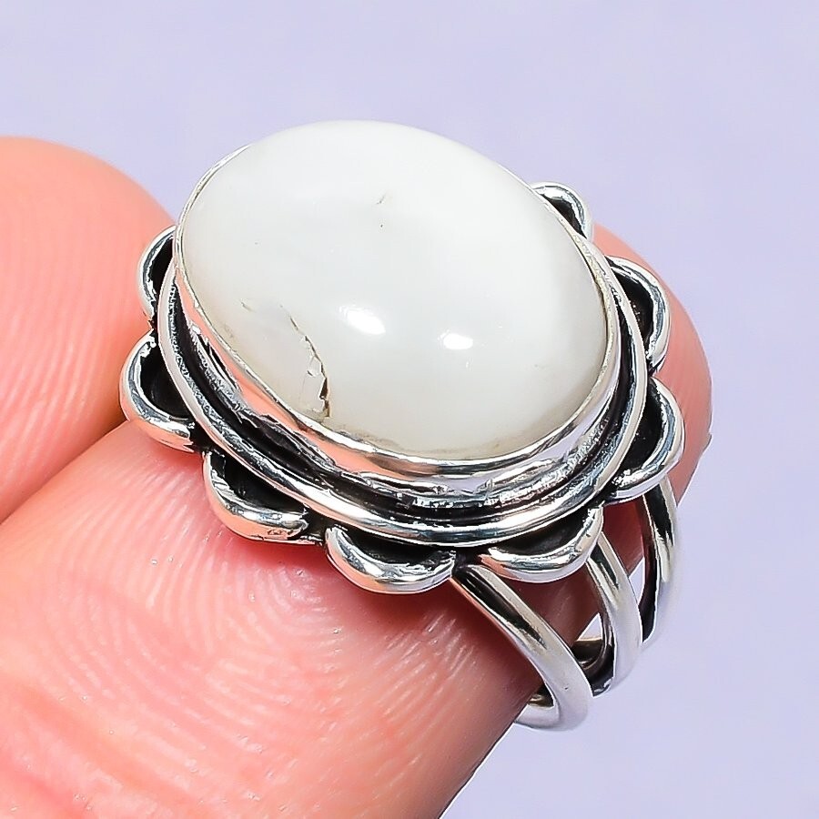 Gift For Her Silver Rainbow Moonstone Jewelry Natural Cluster Ring Size 7