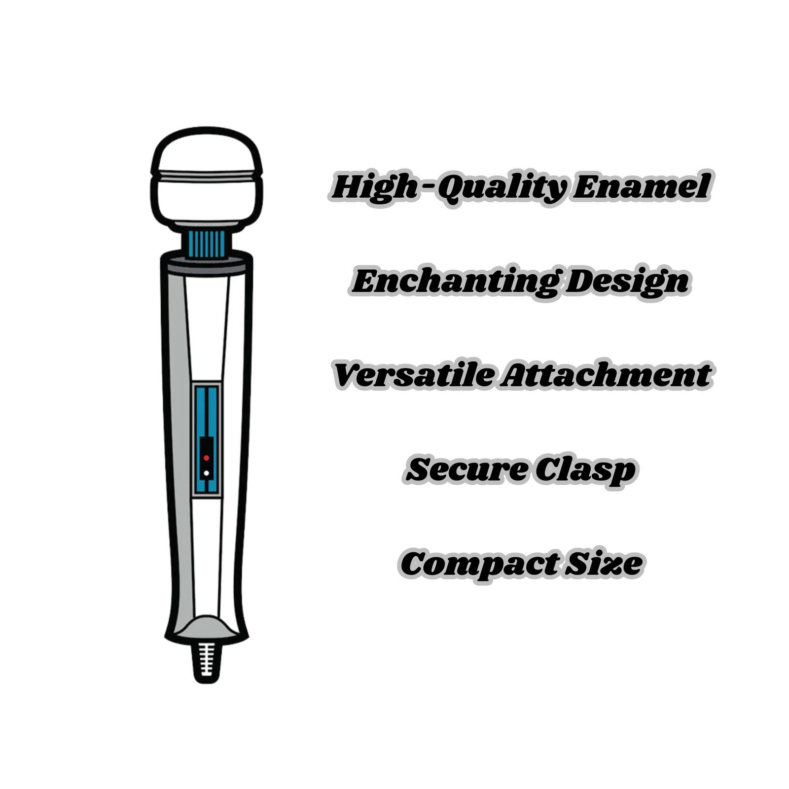Lightweight Realistic Vibrating Wand Massage Lapel Pin Badge Brooch Gag Gift