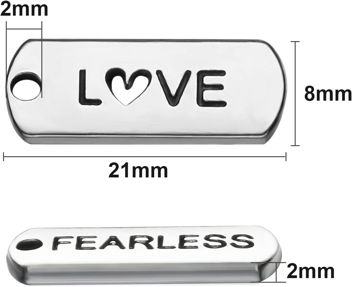 80 Pcs Word Charms Pendants Engraved Motivational Charms Pendants Jewelry Making