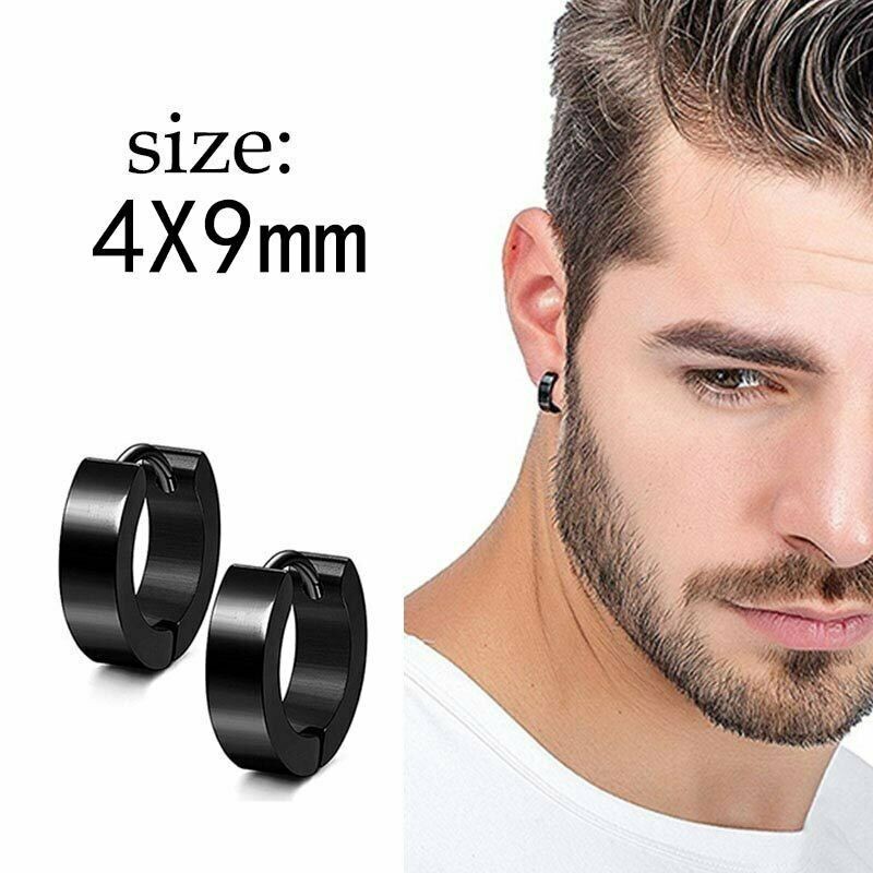 16pcs Earrings Stud Stainless Steel Punk Piercing Men Hoop Gothic Unisex US