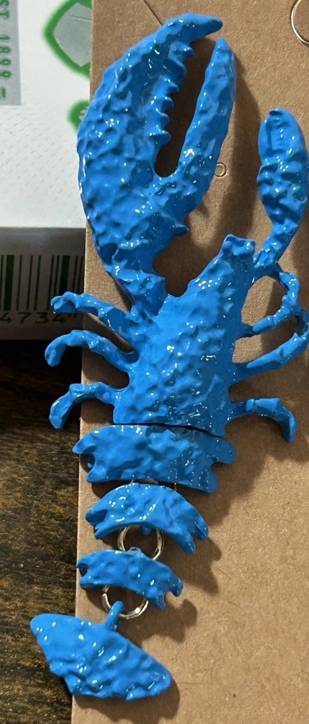 Blue Painted Alloy Lobster Earrings Tail Is Jointed Stud Drop Dangle