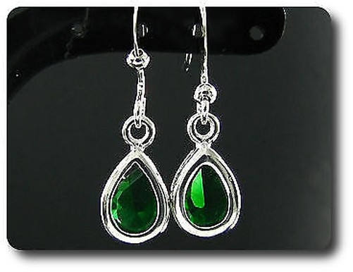 Earrings Emerald 0 3/32×0 9/32in Gold Plated White 18, K