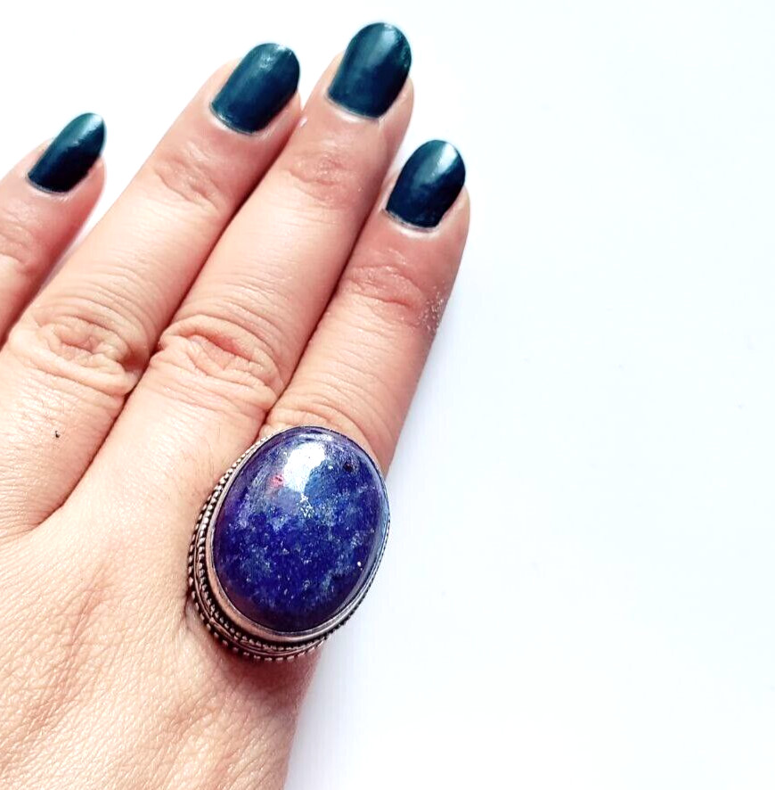 Lapis Lazuli Natural Gemstone Handmade 925 Sterling Silver Ethnic Jewelry Ring