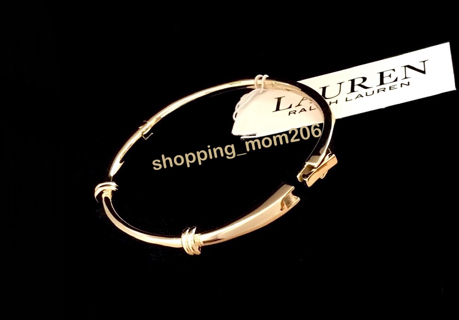 Lauren Ralph Lauren Gold Tone Hinge Bangle Bracelet