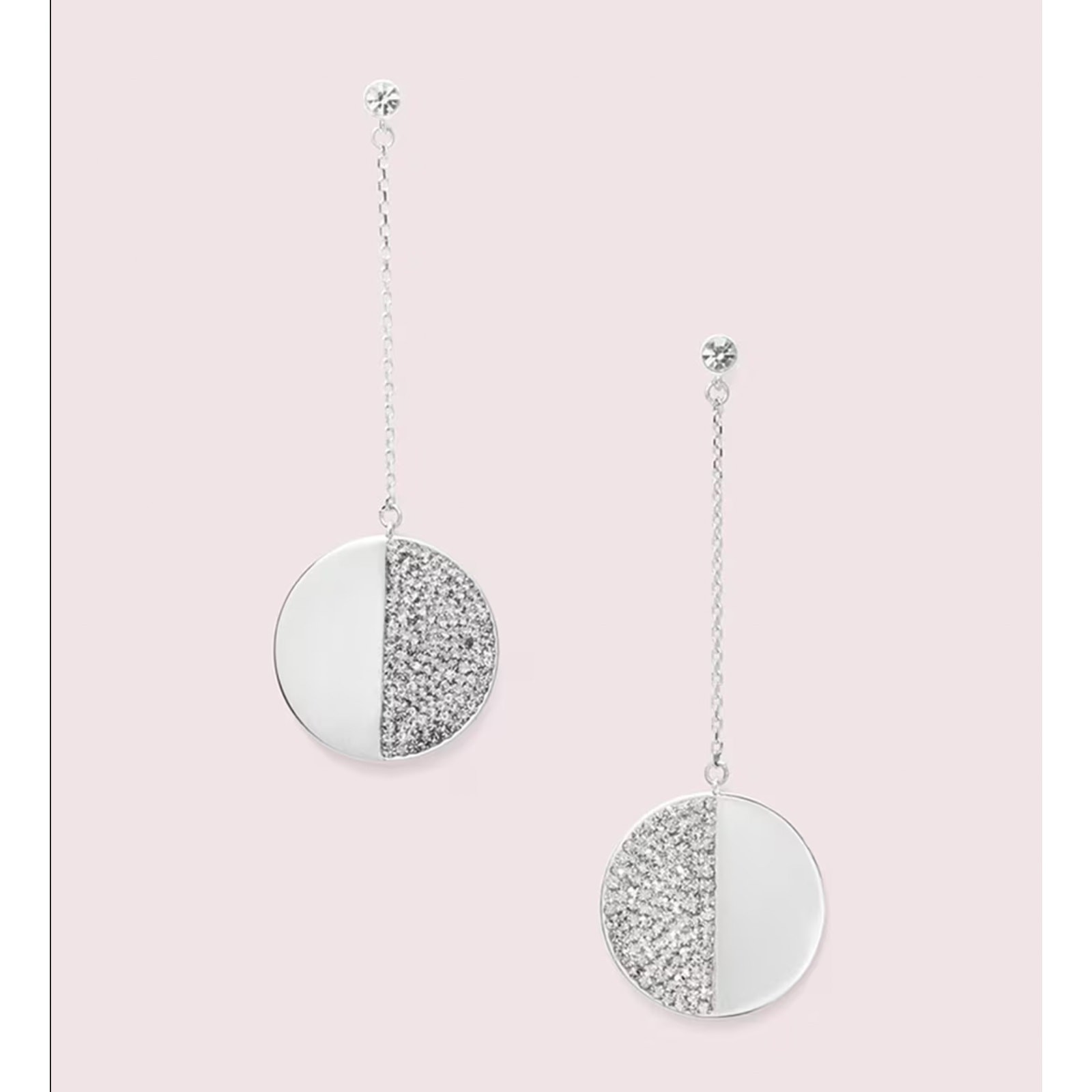Kate Spade Mod Scallop Pave Crystal Linear Dangler Earrings Silver