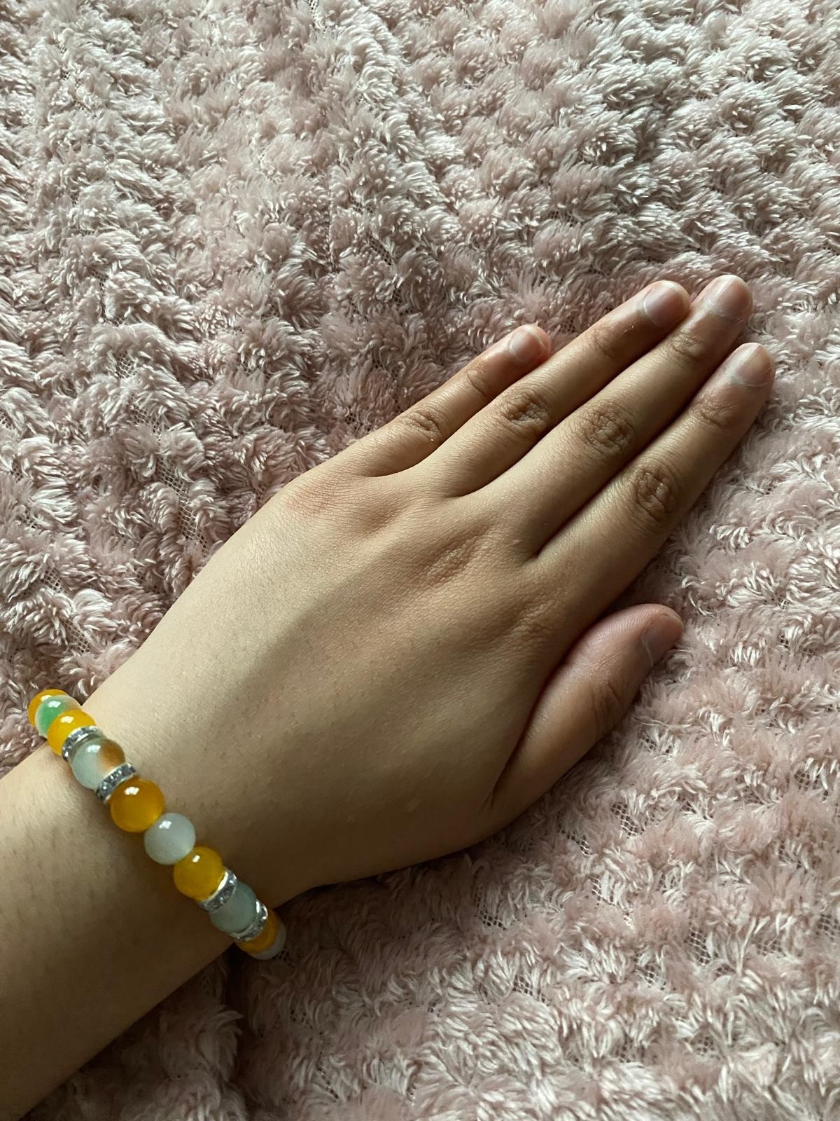 Handmade|Crystal Beaded Bracelet | Stretch | Orange and green | Uk based