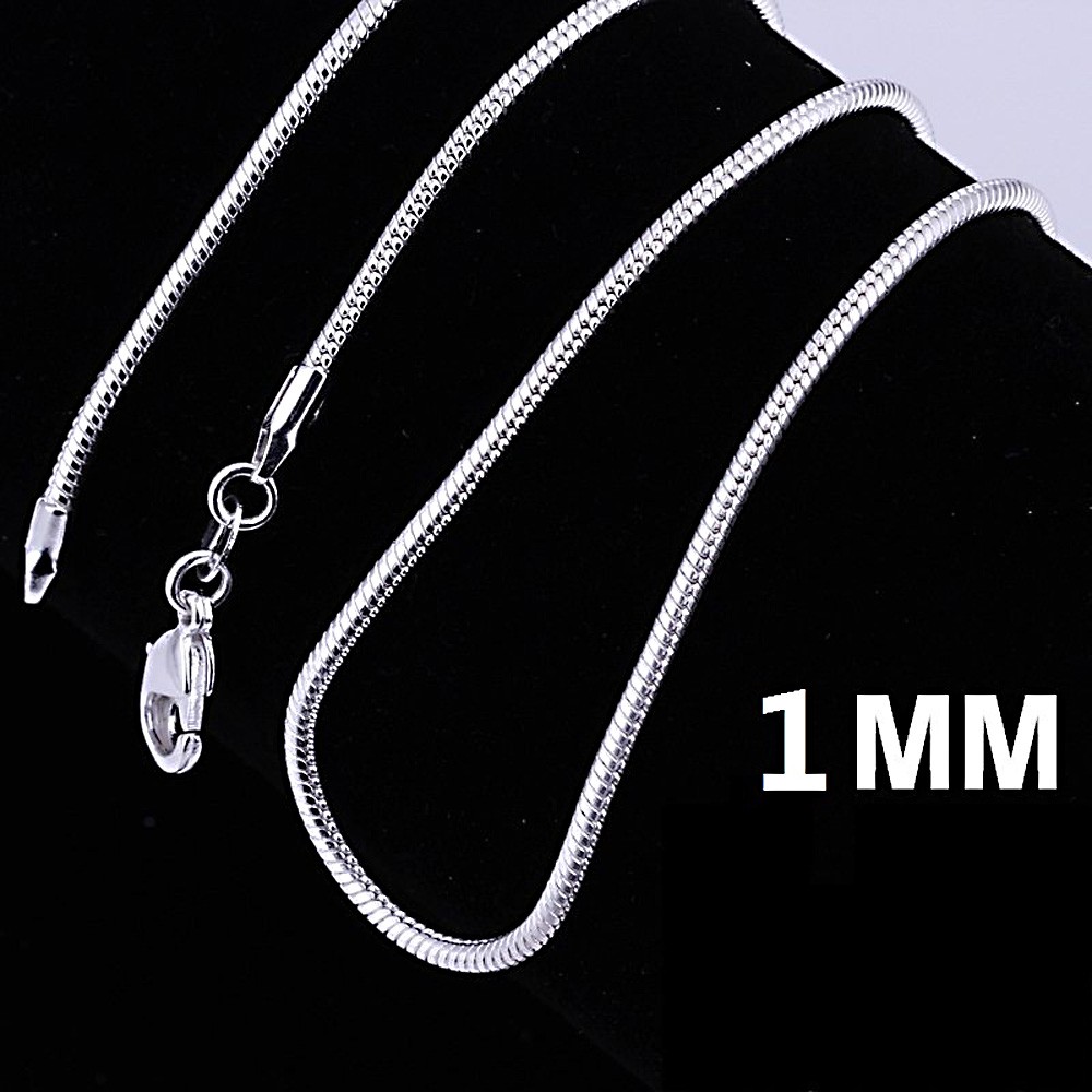 10PCS Wholesale 925 Silver 1MM 16-24inch Snake Chain Necklace Jewelry