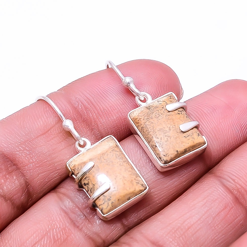Natural Picture Jasper 925 Sterling Silver Earring 1.17″ E52, Christmas Gift