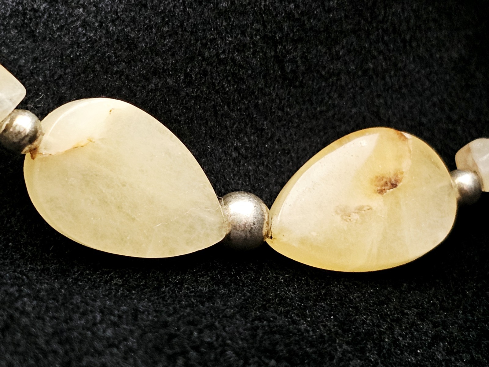 Yellow Adventurine Stone Necklace & Bracelet Set 16″/7″ Teardrops & Squares 30 g