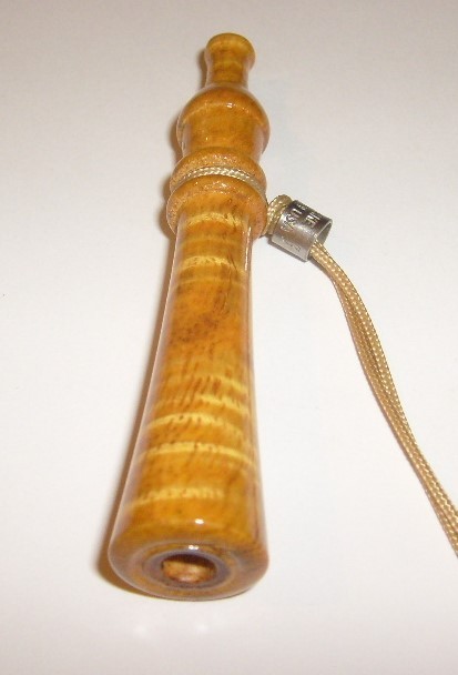 Turkey Call “Outdoor Jewelry” Necklace – Honey color Curly Koa 3 1/4 in X 19/32