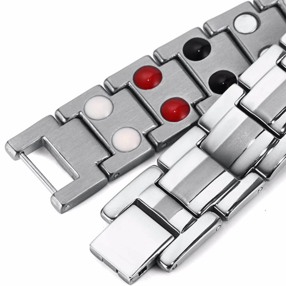 Silver Magnetic Bracelet Therapy Arthritis Pain Relief 4 Element Energy Stress
