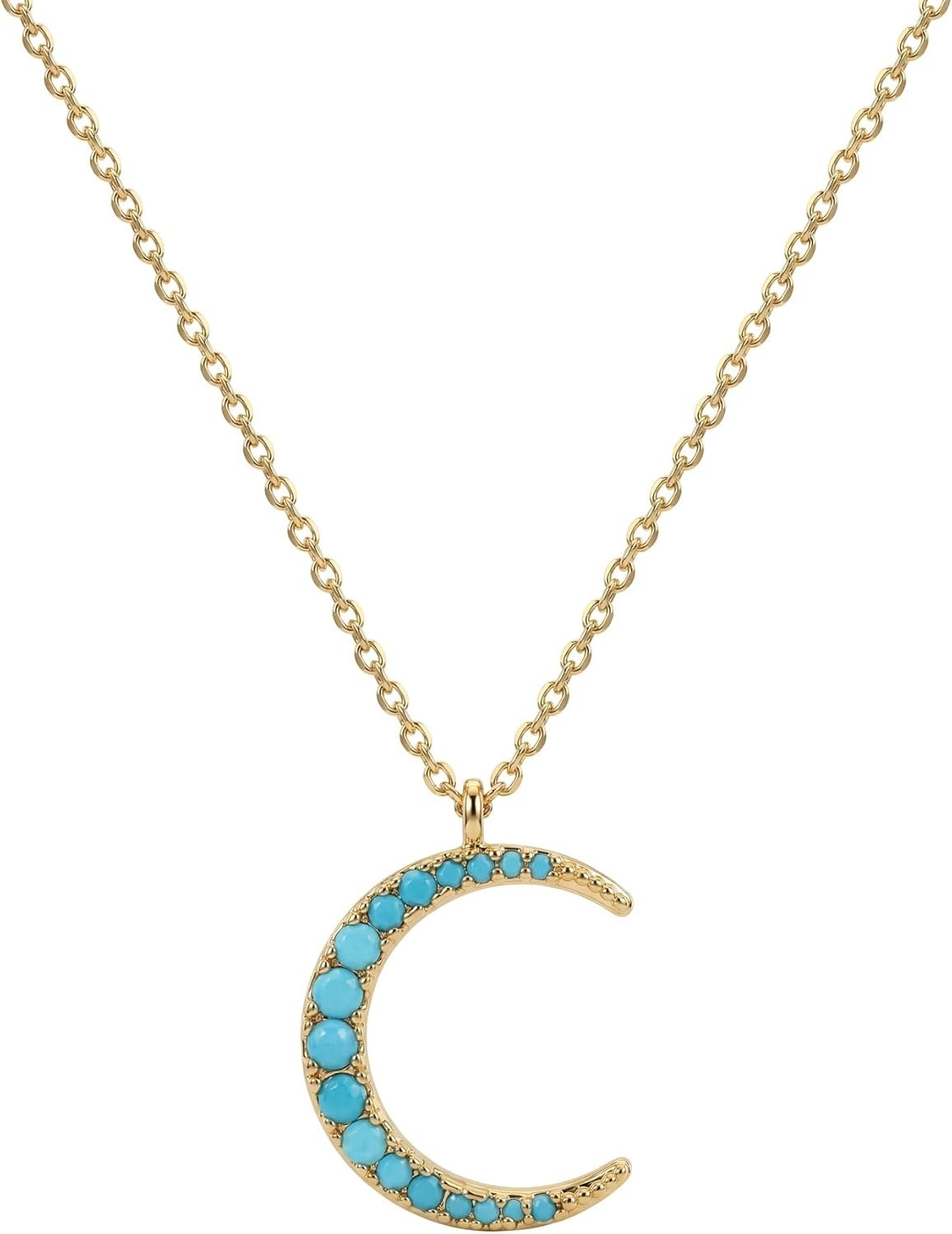 Dainty 18K Gold Layered Necklace with Turquoise – Perfect for Any Occasion