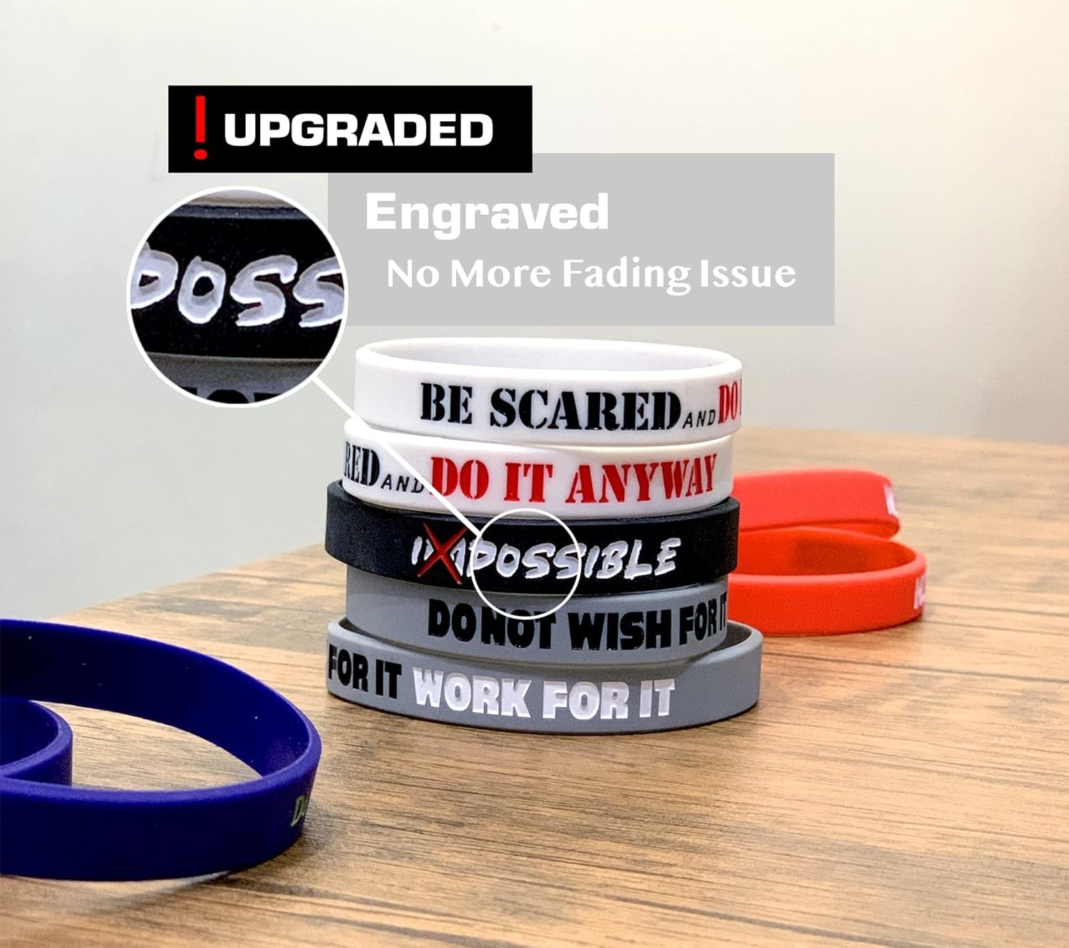 Unisex 12×8” Silicone Motivational Bracelets – Perfect Gift for Teens & Adults