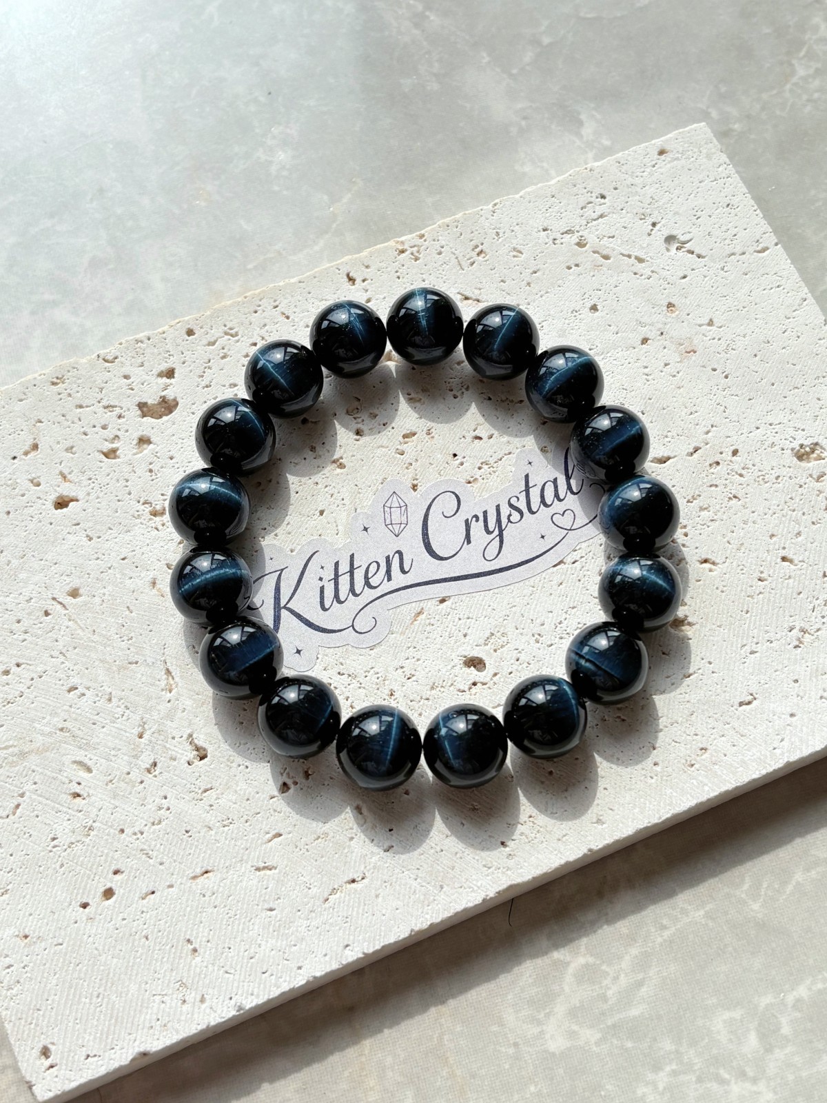 Natural Tiger’s Eye Stone Bracelet 11m Blue Tiger Eye Gemstone Stretch Bracelet