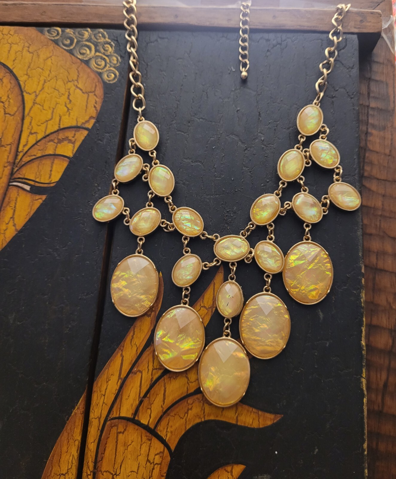 Fiery Faux Opalescent Statement Necklace