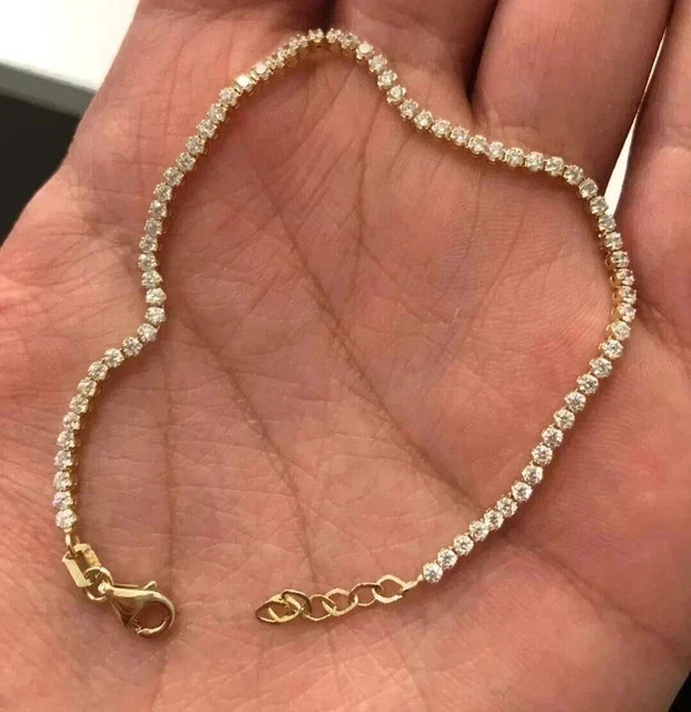 7 Ct Round Cut Simulated Diamond Women’s Tennis Bracelet 14K Yellow Gold Plated
