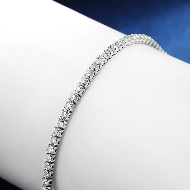 2mm D Color Moissanite Tennis Chain Necklace S925 Silver Women Adjustable Choker