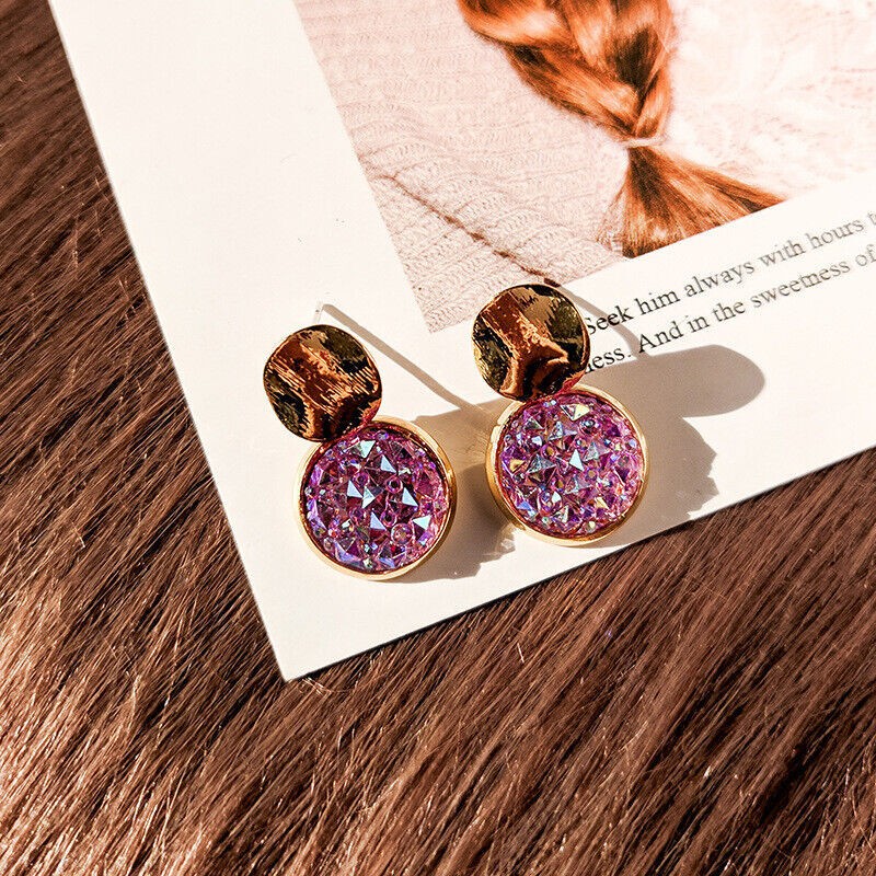 Fashion Women Girl Lady Colorful Crystal Alloy Ear Stud Earrings Jewelry