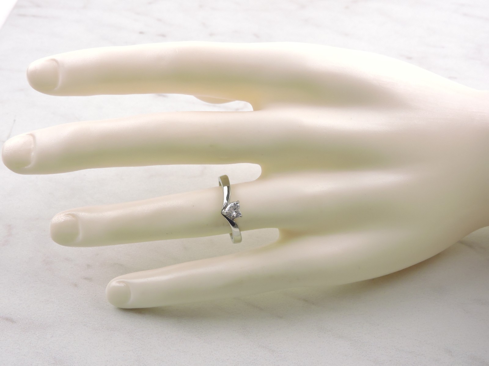 Stainless Steel .50 ct Heart Cut Cubic Zirconia Solitaire Ring