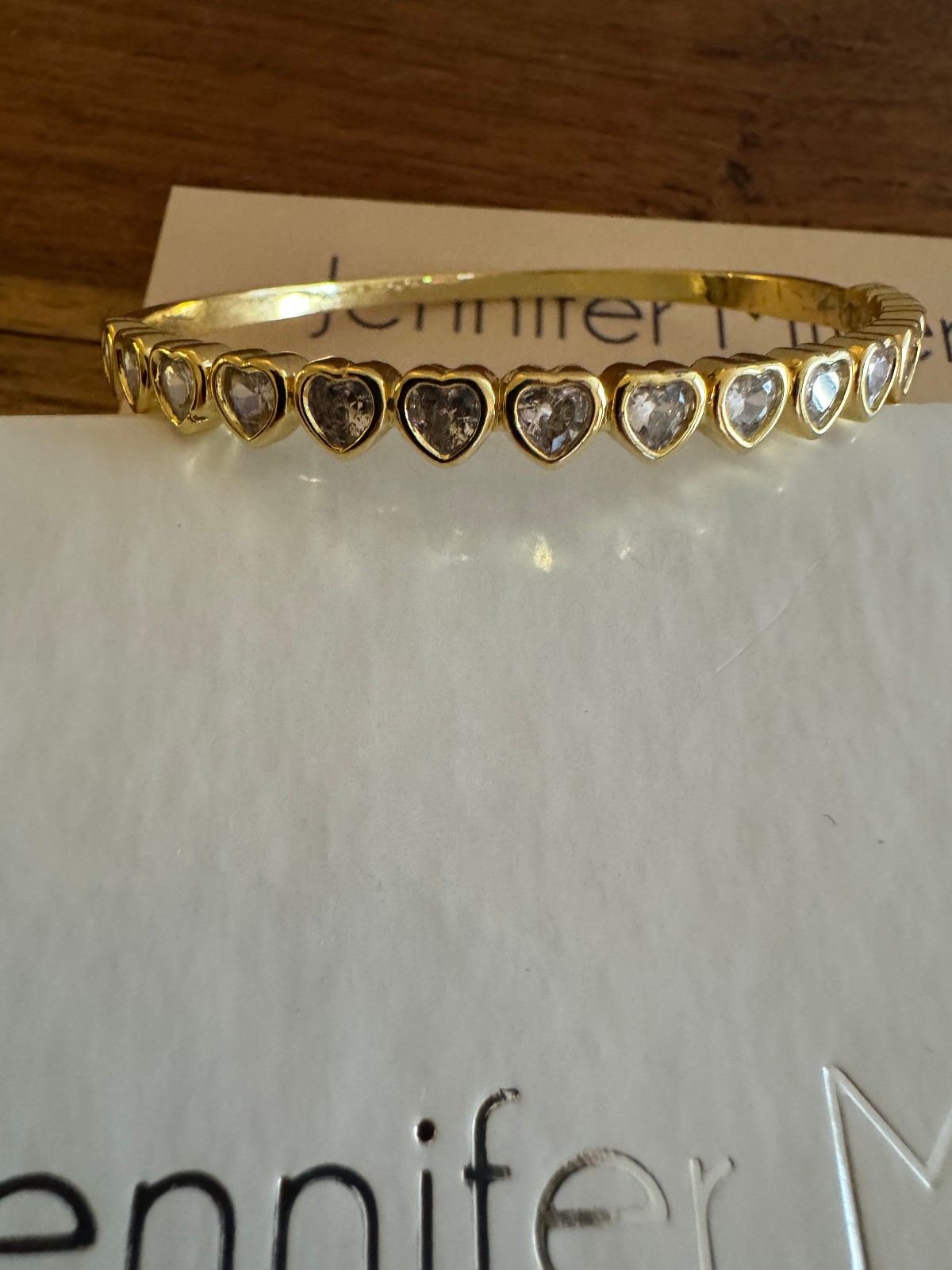 Jennifer Miller Yellow Gold Heart Bangle Bracelet
