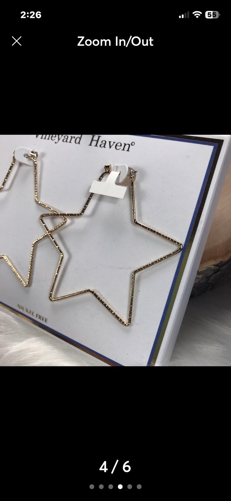 Vineyard Haven Gold Tone Star Dangle Earrings Clear Crystal Nickel-Free Post