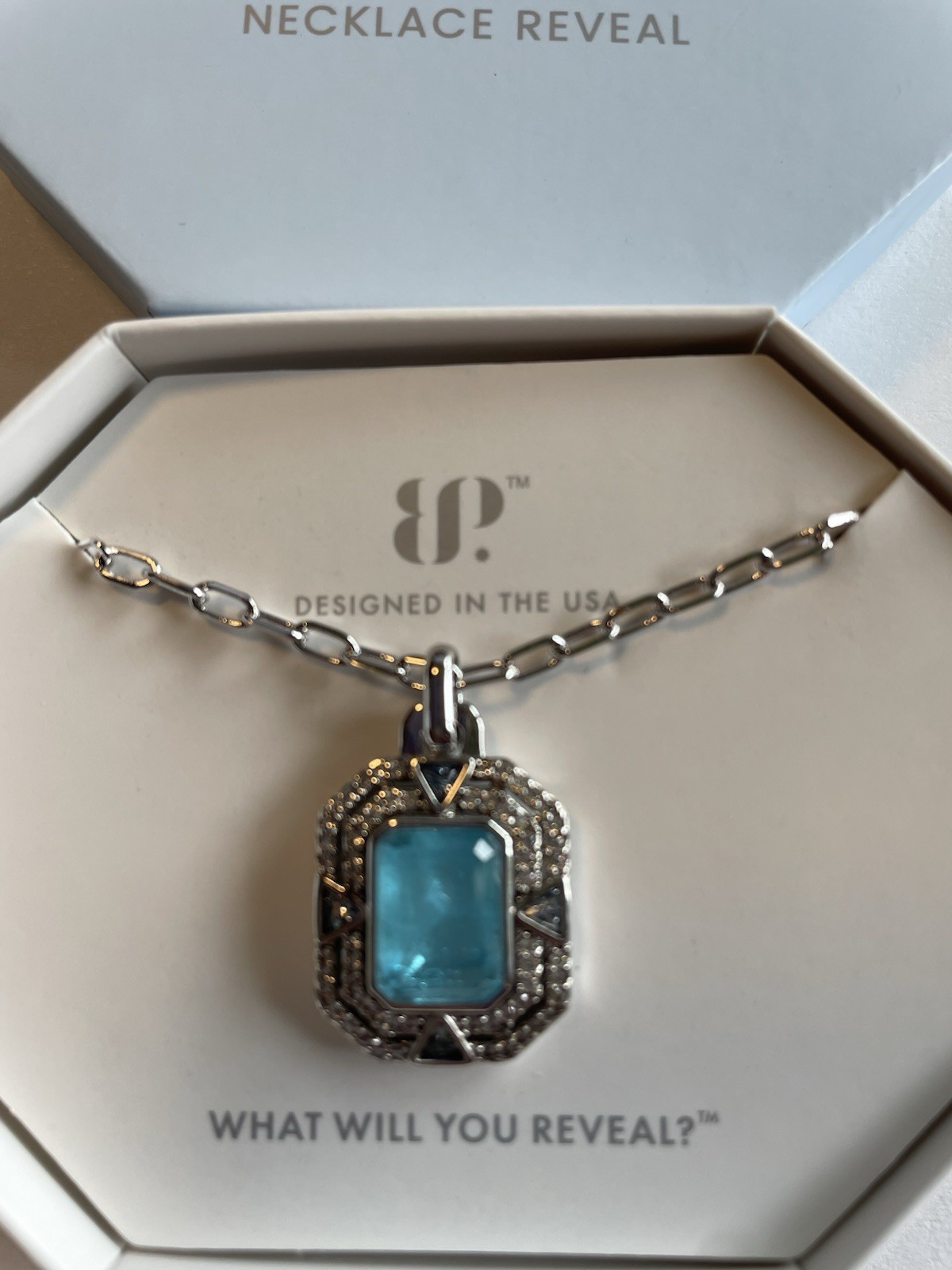 Bomb Party Necklace NK65170 LC Light Blue Quartz Rhodium Plating 18+2.5 Extender