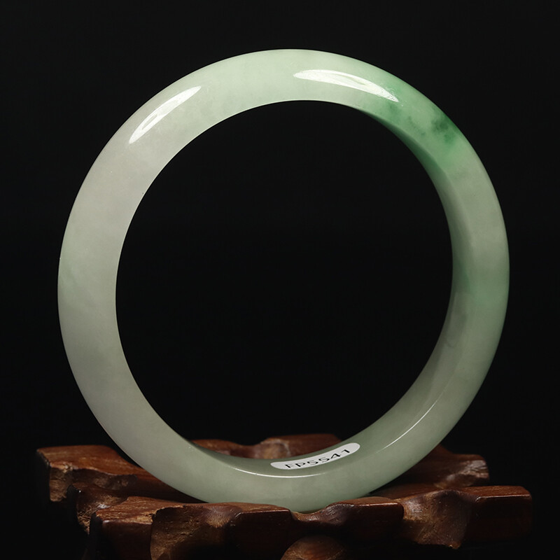 59mm White Green Jadeite Jade Bangle Bracelet Chinese Jade Bangle Women’s 11135