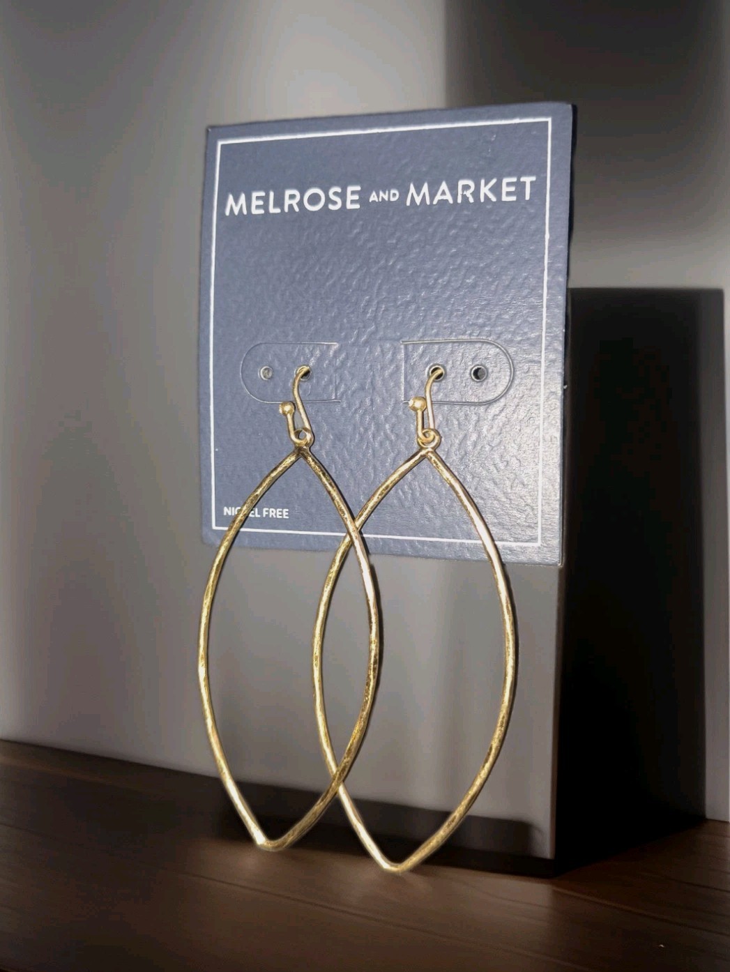 Melrose and Market Gold Tone Teardrop Dangle Hook Earrings Nickel-Free 2 in