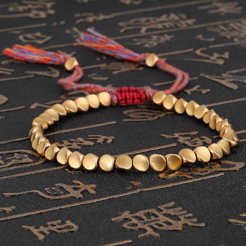 Tibetan Copper Bead Bracelet Adjustable Rope Chain Fashion Jewelry Luck Gift NEW