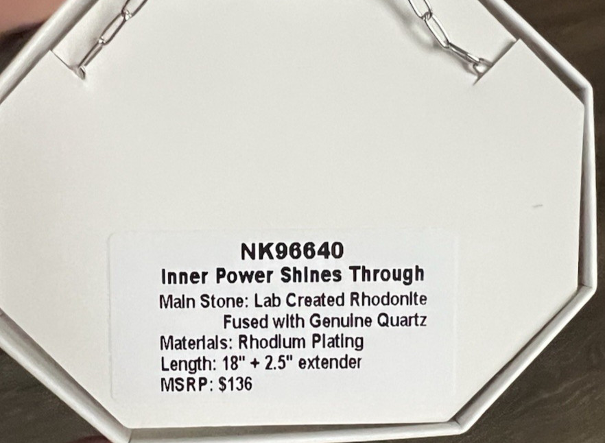 bomb party rhodonite rhodium necklace inner power shines through NK96640