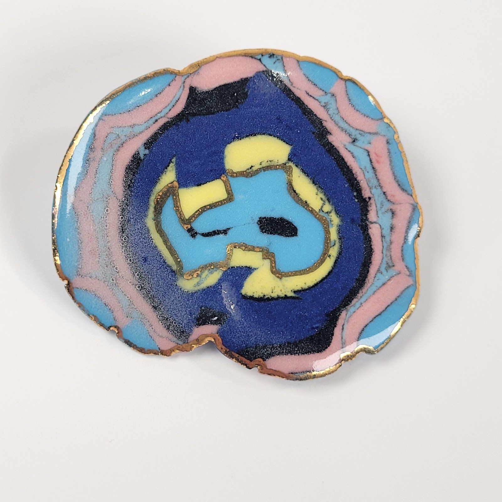 Abstract Swirl Brooch Earrings Set Polymer Clay Multicolor Art Jewelry Hippie