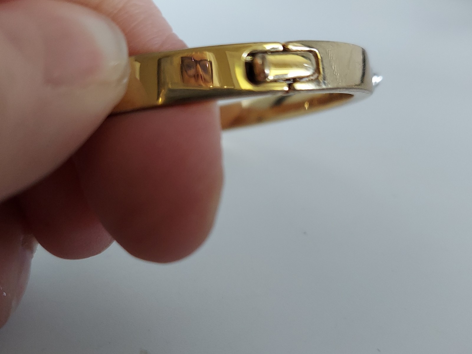 Authentic Coach Gold & Silver Branded Hinged Bangle Bracelet Size 6.75