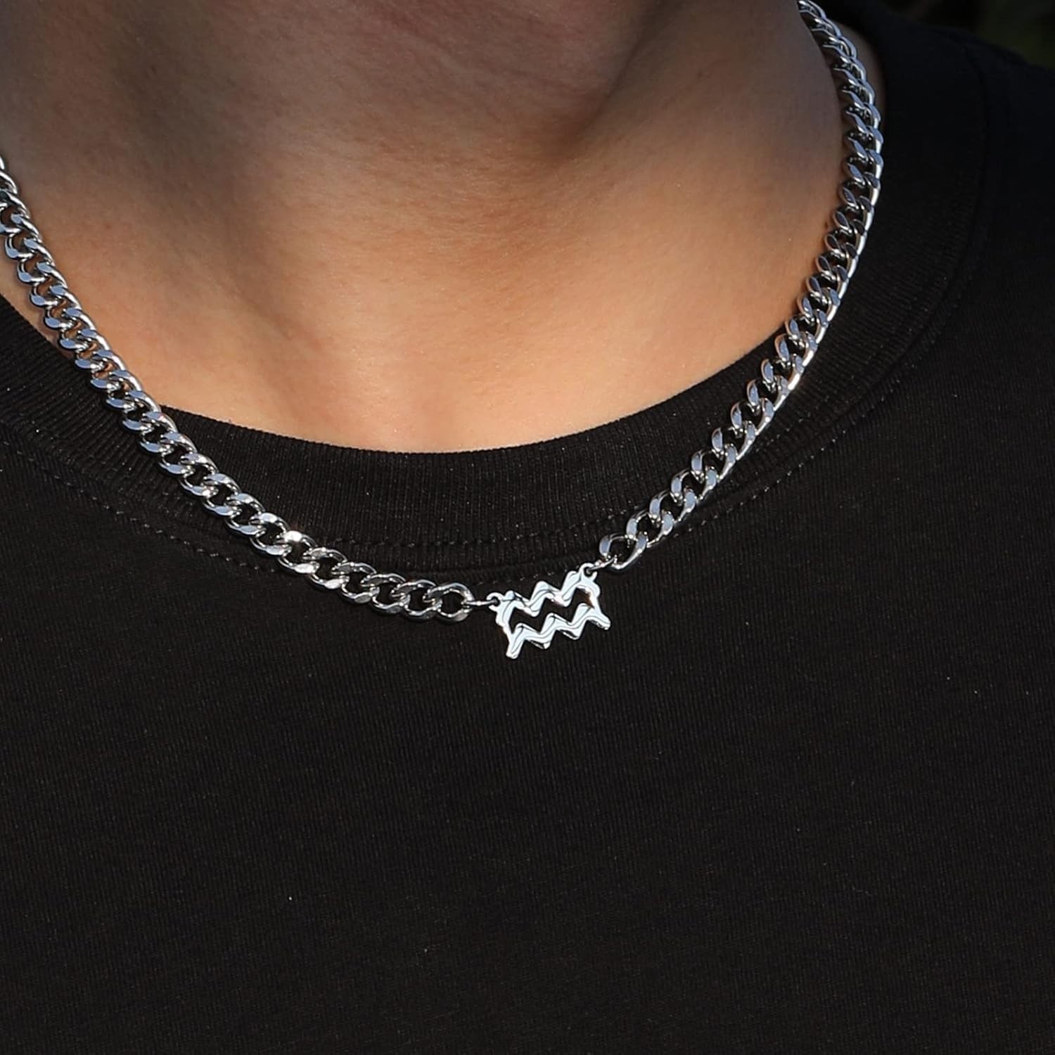 Zodiac Sign Necklace Choker Stainless Steel Constellation Horoscope Astrology