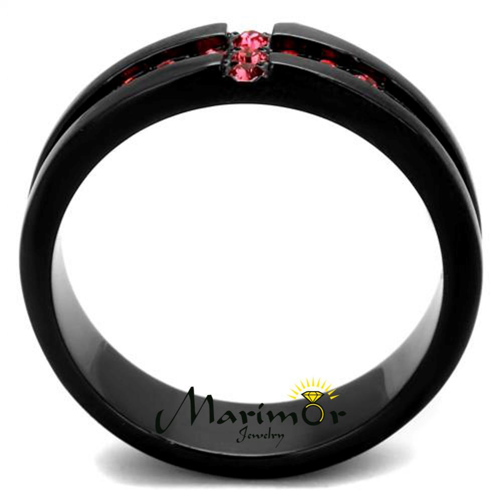 Stainless Steel Black Ion Plated Rose Crystal Cross Fashion Ring Women’s Sz 5-10