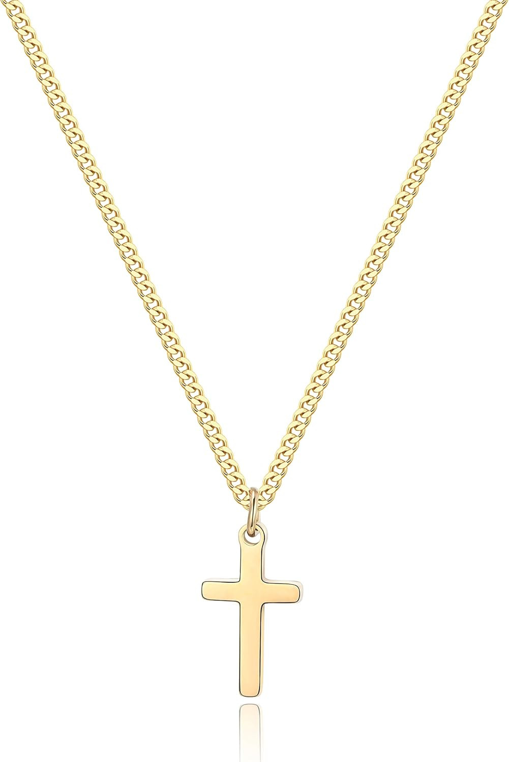 Cross Necklace for 14K Gold Filled Stainless Steel Small Cross Pendant with Cuba