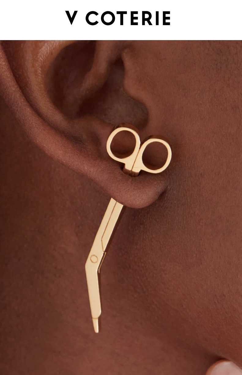 V Coterie Bandage Scissors Earring Medical Theme