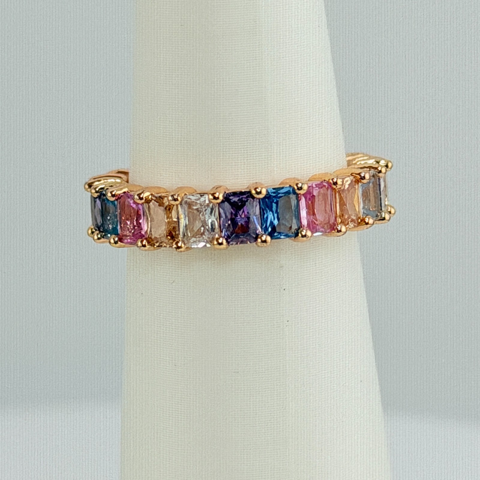 Bomb Party 1x Band Sz 8 MHA Mental Health Awareness Rainbow on Rose Gold